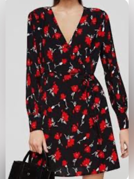 Mango Dresses & Skirts - Mango Black And Red Floral Pattern Mini Dress‎ 100% Viscose Size 6 Nwot